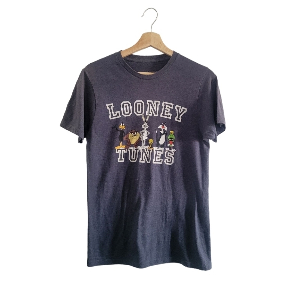 LOONEY TUNES Size S Cartoon Character T-shirt Charcoal Womens